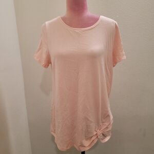 Belle by Kim Gravel Pink Primabelle Knit Twist Hem Top Sz Medium
